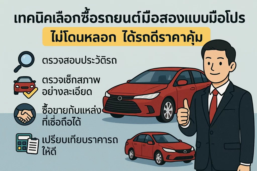 เทคนิคเลือกซื้อรถยนต์มือสองแบบมือโปร ไม่โดนหลอก ได้รถดีราคาคุ้ม